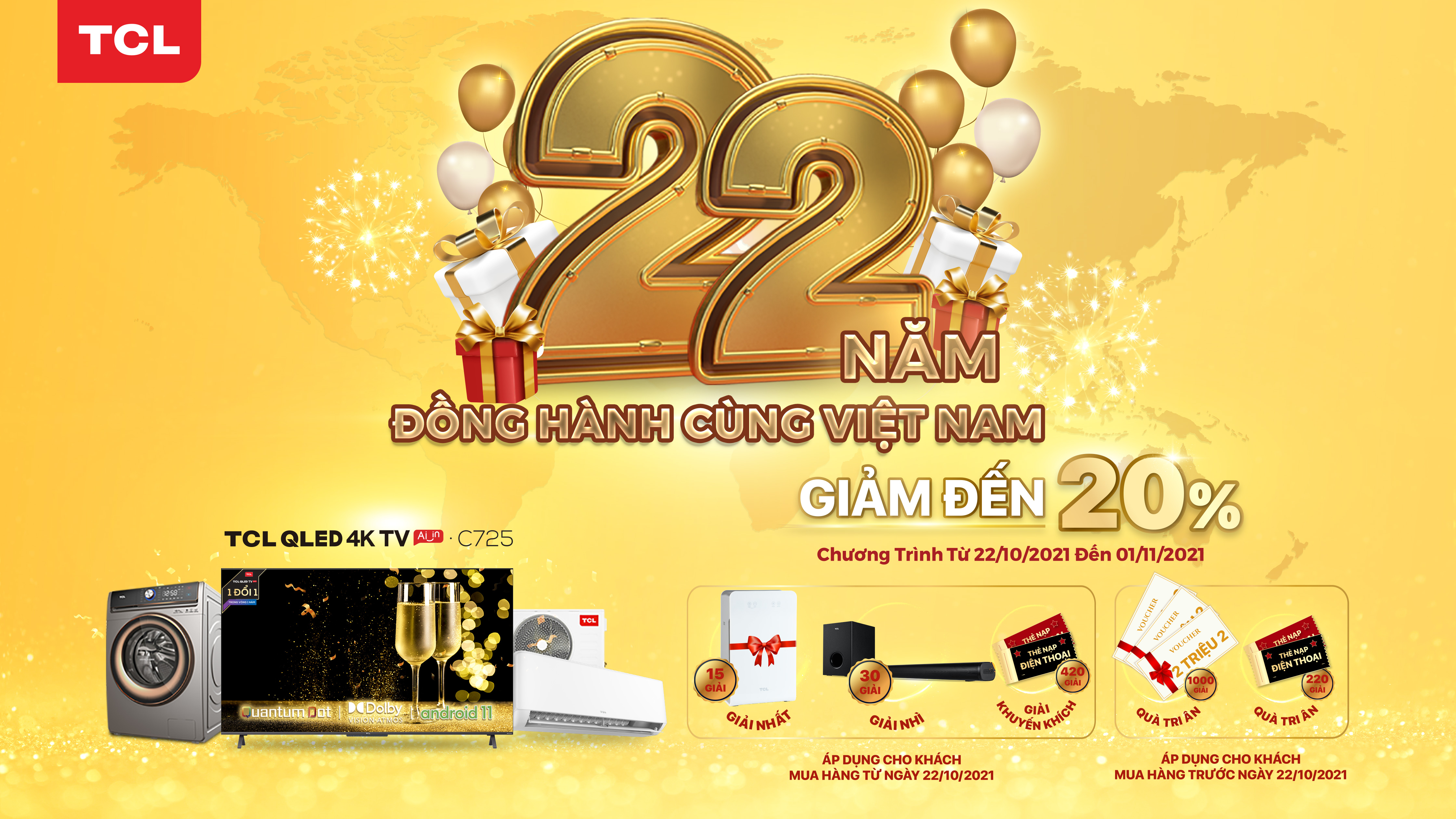 TCL tri ân khách hàng nhân dịp kỷ niệm 22 năm